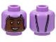 Minifig Head Izzy Hawthorne, Balaclava with Reddish Brown Face, Open Mouth Smile print