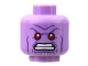 Part No: 3626pb2576  Name: Minifigure, Head Alien Red Eyes, White Teeth, Dark Purple Cheek Lines, Angry Pattern