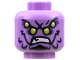 Part No: 3626pb2790  Name: Minifigure, Head Alien with Four Lime Eyes, Dark Purple Eye Shadow, Black Chin and Markings, and Bared Teeth Pattern