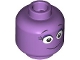 Part No: 3626pb3601  Name: Minifigure, Head Black Eyebrows and Eyelashes, Large White Eyes with Dark Purple Upper Eyelids, Thin Closed Mouth Smile Pattern