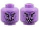 Part No: 3626pb3927  Name: Minifigure, Head Dual Sided Alien, Black Eyebrows, Dark Purple Contour Lines, Long Nose, Tan Stripes, Neutral / Smile with Teeth Pattern