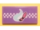 Part No: 87079pb0831  Name: Tile 2 x 4 with Bright Pink Paint Brush, Light Aqua Paint Swirl and White Checkered Background Pattern (Sticker) - Set 41351