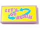 Part No: 87079pb1018  Name: Tile 2 x 4 with 'LET'S GO AGAIN' and Medium Azure Arrows Pattern (Sticker) - Set 41456