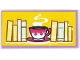 Part No: 87079pb1619  Name: Tile 2 x 4 with Books, Steaming Cup and Saucer on Yellow Background Pattern (Sticker) - Set 41704