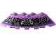 Part No: 95188pb37  Name: Brick, Round Corner 6 x 6 with Slope 33 Edge, Facet Cutout with Lime Tubes, Dark Purple and Silver Supports, Dark Bluish Gray and Dark Purple Panels, Silver Spider Web and Dots on Black Background Pattern (Sticker) - Set 80022