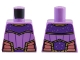 Part No: 973pb5214  Name: Torso Female Top, Dark Purple Panels with Silver Stars and Gold Trim, and Coral Sides Pattern
