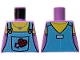 Part No: 973pb5307  Name: Torso Medium Blue Overalls with Buckles, Star and Red Heart on Pocket, Yellow Neck with Silver Necklace Pattern
