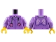 Part No: 973pb5923c01  Name: Torso Rabbit Hoodie with Dark Purple Lines and Fur and Lavender Draw Strings with Dark Pink Puffs and Bright Pink Ears Pattern / Medium Lavender Arms with Dark Purple and Lavender Cuffs, Cat Head, and Paw Print Pattern / Yellow Hands