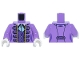 Part No: 973pb6139c01  Name: Torso Female Dress Dark Purple and Gold Trim and Buttons and Metallic Light Blue Tie Pattern / Medium Lavender Arms / White Hands