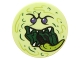 Part No: 14769pb051  Name: Tile, Round 2 x 2 with Bottom Stud Holder with Ghost Face with Dark Purple Eyes, Dark Green Open Mouth, White Sharp Teeth, and Lime Tongue Pattern