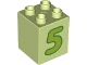 Lot ID: 293648564  Part No: 31110pb174  Name: Duplo, Brick 2 x 2 x 2 with Lime Number 5 with Green Outline Pattern