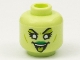 Part No: 3626pb2778  Name: Minifigure, Head Alien Female Banshee with Green Lips, White Eyes, and Lime Tongue and Eye Shadow Pattern