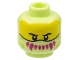 Part No: 3626pb3037  Name: Minifigure, Head Balaclava, Yellow Face with Black Eyebrows, Magenta Sharp Teeth Pattern