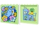 Part No: 59349pb385  Name: Panel 1 x 6 x 5 with Bright Light Blue Bird Mural with Flowers and Storage Shelves with Plant, Weights, Books, Clock, Crutches on Inside Pattern (Stickers) - Set 42670
