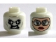 Part No: 3626cpb1383  Name: Minifigure, Head Dual Sided Alien with White Eyes and Teeth / Balaclava, Light Nougat Female Face with Glasses, Red Lips Pattern - Hollow Stud