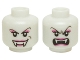 Part No: 3626pb0770  Name: Minifigure, Head Dual Sided Alien Female Vampire with Black Thin Eyebrows, Double Eyelashes, Dark Pink Eye Shadow and Lips, Smile with Fangs and Dimple / Angry Open Mouth with Top Teeth Pattern