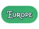 Lot ID: 359033709  Part No: 66857pb015  Name: Tile, Round 2 x 4 Oval with Black Outline 'EUROPE' on Green Background Pattern