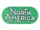 Lot ID: 296896962  Part No: 66857pb017  Name: Tile, Round 2 x 4 Oval with Black Outline 'NORTH AMERICA' on Green Background Pattern