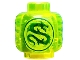 Part No: 3626cpb1660  Name: Minifigure, Head without Face with Dark Green Dragon in Circle Pattern - Hollow Stud