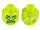 Part No: 3626cpb2435  Name: Minifigure, Head Alien Ghost with Yellowish Green Face, Slime Mouth and Flames in Back Pattern - Hollow Stud