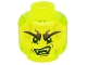 Part No: 3626pb1390  Name: Minifigure, Head Alien Ghost with Large Dark Purple and Black Eyebrows, White Fangs, and Lopsided Scowl Pattern