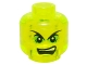 Part No: 3626pb1425  Name: Minifigure, Head Black Pointed Eyebrows, Bright Green Eye Shadow, Open Mouth Scowl with Top Teeth Pattern