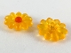 Lot ID: 409061032  Part No: 45455c01  Name: Clikits, Icon Flower 10 Petals 2 x 2 Large with Pin, Frosted with Glued Trans-Neon Orange Center Cabochon