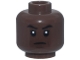 Part No: 3626pb3991  Name: Minifigure, Head Black Eyebrows, Dark Brown Chin Dimple and Creases, Closed Mouth Frown Pattern