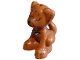 Lego part: Dog, Friends Style, Labrador / Labradoodle, Sitting with Black Nose and Mouth, Dark Brown Hair over Eyes and Bright Pink Collar with Name Tag Pattern (Guba)