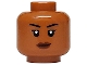 Part No: 3626pb3883  Name: Minifigure, Head Female Black Thin Eyebrows, Single Eyelashes, Reddish Brown Lips, Neutral Pattern