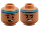 Part No: 3626pb3952  Name: Minifigure, Head Dual Sided Dark Azure Headband, Black Eyebrows, Lopsided Open Mouth Grin / Firm Gritted Teeth Pattern