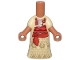 Part No: 65203pb015  Name: Micro Doll, Body with Molded Tan Dress and Printed Red and Dark Red Top, Sash and Pendant and Dark Tan Triangles and Flowers Pattern