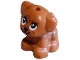 Lego part: Dog, Friends Style, Puppy, Standing, Small with Black Nose and Mouth, Reddish Brown Hair, White Eyes and Bright Pink Tongue Pattern (Alma)
