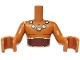 Part No: FTMpb084c01  Name: Torso Mini Doll Man Dark Red Sash Belt, Muscle Contours, Tan and Dark Brown Beaded Necklace Pattern, Sienna Arms with Hands