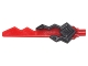 Lego part: Minifigure, Weapon Sword Blade with Jagged Edge and Bar End with Molded Pearl Dark Gray Geometric Snake and Diamond Hilt Pattern (Ninjago Vermillion Sword)