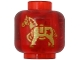 Part No: 3626pb4039 Name: Minifigure, Head without Face with Gold Horse Pattern on Both Sides Part No: 3626pb4039 Name: Minifigure, Head without Face with Gold Horse Pattern on Both Sides