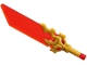 Part No: 7268pb01  Name: Minifigure, Weapon Sword with Pommel with Molded Pearl Gold Hilt with Flaming Dragon Head Pattern (Reveal Blade)