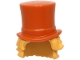 Part No: 113605pb01  Name: Minifigure, Hair Combo, Hair with Hat, Short and Curly with Molded Dark Orange Top Hat Pattern