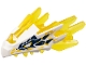 Part No: 100588pb04  Name: Dragon Head (Ninjago) Jaw with Spikes, 4 Studs and 2 Bar Handles with Molded White Face and Printed Yellow Lightning, Dark Blue Markings Pattern