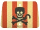 Part No: 103913  Name: Cloth Sail Rectangle with 2 Holes with Red Vertical Stripes, Black Skull and Crossbones with Hook Pattern