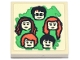 Part No: 11203pb135  Name: Tile, Modified 2 x 2 Inverted with Harry Potter Characters (Harry, Hermione, Ginny, Ron, Neville) on Bright Green Background Pattern (Sticker) - Set 76467