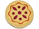 Part No: 14769pb046  Name: Tile, Round 2 x 2 with Bottom Stud Holder with Fruit Pie Pattern (Sticker) - Set 41074