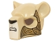 Part No: 15084pb04  Name: Minifigure, Headgear Mask Feline with Black Nose, Bared Teeth and Ornate Gold Armor Plates Pattern