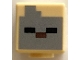 Part No: 19729pb036  Name: Minifigure, Head, Modified Cube with Pixelated Dark Bluish Gray Face, Black Eyes, and Dark Brown Nose Pattern (Minecraft Husk)
