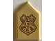 Part No: 22385pb296  Name: Tile, Modified 2 x 3 Pentagonal with Medium Nougat Hogwarts Coat of Arms Pattern (Sticker) - Set 76402