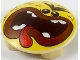 Part No: 2654pb013  Name: Plate, Round 2 x 2 with Rounded Bottom with Angry Face, Dark Brown Hair, Reddish Brown Lips, and Wide Open Mouth with Teeth and Tongue Pattern