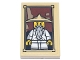 Part No: 26603pb134  Name: Tile 2 x 3 with Framed Picture Minifigure with White Robe, Light Bluish Gray Beard and Tan Conical Hat (Yang / Wu) Pattern (Sticker) - Set 71741