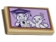 Part No: 26603pb165  Name: Tile 2 x 3 with White Bird and Bat with Graduation Mortarboard Holding a Diploma on Lavender Background Pattern (Sticker) - Set 41193