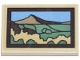 Part No: 26603pb454  Name: Tile 2 x 3 with Painting with Dark Tan Mountain, Medium Blue Sky, Sand Green and Tan Fields with Bushes in Dark Brown Frame Pattern (Sticker) - Set 76218