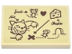 Part No: 26603pb479  Name: Tile 2 x 3 with Dark Brown and Reddish Brown Diagram Drawing with Cat, Mice, Heart, Arrows, 'Cheese', 'Me' and 'Food' Pattern (Sticker) - Set 43275